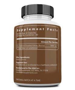 Ancestral Supplements Grass Fed Beef Kidney Supplement, 3000mg, DAO Enzyme Supplement, Kidney Support for Urinary and Histamine Health, Selenium, B12, Non GMO, 180 Capsules 180 Count (Pack of 1) 18 71LETZMsXLL