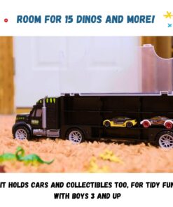 Dinosaur Toys for Kids 3-7. Dino Truck Carrier with 15 Figures + Bonus Book 23 71LEotDRHML