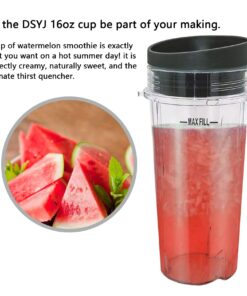 DSYJ 16 Ounce of Blender Cups & Replacement Parts Single Serve Cup Compatible with Ninja BL770 BL771 BL772 BL740 BL780 BL660 BL663 Professional Smoothie Blender | 2 Cups & 2 Cups Lid 11 71LFPz81h0L