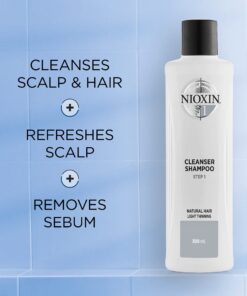 Nioxin System 1 Scalp Cleansing Shampoo with Peppermint Oil, Treats Dry and Sensitive Scalp, Dandruff Relief and Anti-Hair Breakage, For Natural Hair with Light Thinning, 33.8 fl oz 12 71LFTXHchxL