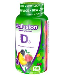 Vitafusion Vitamin D3 Gummy Vitamins for Bone and Immune System Support, Peach, Blackberry and Strawberry Flavored, 50 mcg Vitamin D, 75 Day Supply, 150 Count 150 Count (Pack of 1) 45 71LG3YKKFsL