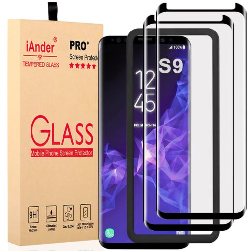 iAnder [2-PACK] Galaxy S9 Screen Protector Glass [Easy Installation Tray],3D Curved [Tempered Glass] Screen Protector for Galaxy S9 [Case Friendly]