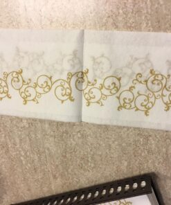 Disposable Guest Bathroom Hand Towels - Gold Floral Design - Linen-Feel Disposable Paper Towels, Cloth-Like Texture, Single-Use, Perfect Size: 12x17” Unfolded & 8.5x4” Folded - Box of 100 by SimuLinen 12" x 17" 29 71LH0WrSnbL