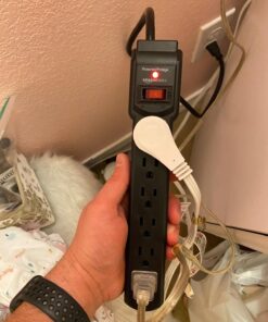 Amazon Basics 6-Outlet, 200 Joule Surge Protector Power Strip, Pack of 2, Rectangle, 2 Foot, Black 40 71LH3KzoD5L