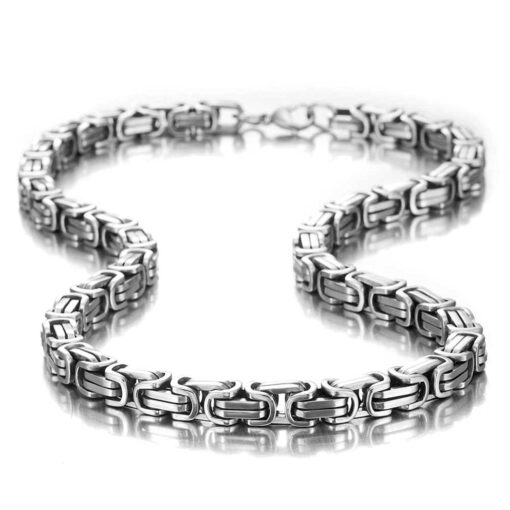 Urban Jewelry Impressive Mechanic Style Men's Necklace Stainless Steel Silver Chain, Width 6mm (19,21,23 Inches) 21.0 Inches