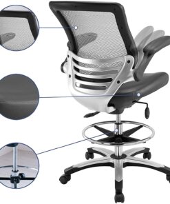 Modway EEI-211 Edge Drafting Chair - Reception Desk Chair - Flip-Up Arm Drafting Chair in Gray Grey 28 71LHLeD73NL