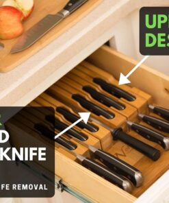 Alternative view of In-Drawer Bamboo Knife Block Holds 12 Knives (Not Included) Without Pointing Up PLUS a Slot for your Knife Sharpener! Noble home & chef Knife Organizer Made from Quality Moso Bamboo 12 Holder