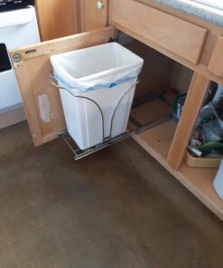 Household Essentials Glidez Chrome-Plated Steel Pull-Out/Slide-Out Discreet Single 9 Gallon Plastic Trash Can for Under Cabinet Use - Fits Standard Size Cabinet, Chrome and White 9 Gallon - Single Trash Can 32 71LJKbMZNWL