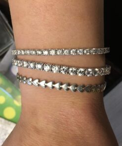 Amazon Collection Sterling Silver Tennis Bracelet set with Round Cut Infinite Elements Cubic Zirconia, White/Platinum 7.25" 4 mm 18 71LLWMzzhmL