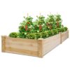 Giantex Raised Garden Bed Planter, Wooden Elevated Vegetable Planter Kit Box Grow for Patio Deck Balcony Outdoor Gardening, Natural 97"Lx25"Wx10"H Rectangular