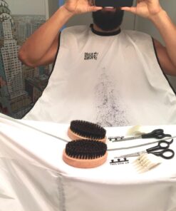 Beard King Beard Bib Apron - Christmas Gifts & Stocking Stuffers for Dad - As Seen on Shark Tank - Men's Hair Catcher for Shaving - Grooming Accessories - Packing Pouch, Black 40 71LOrbjE47L