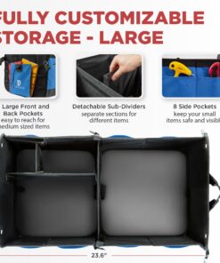 Trunk Crate Pro Collapsible Portable Multi Compartments Heavy Duty Non-Slip Cargo Trunk Organizer Storage, Blue Large 25 71LPBJbSfL 1