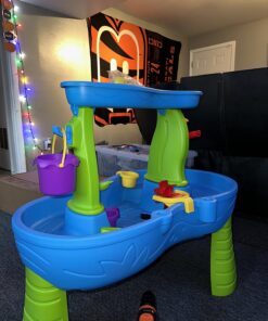 Step2 Rain Showers Splash Pond Toddler Water Table, Outdoor Kids Water Sensory Table, Ages 1.5+ Years Old, 13 Piece Water Toy Accessories, Blue & Green Without Umbrella PlaySet 38 71LPrKTXrSL 1