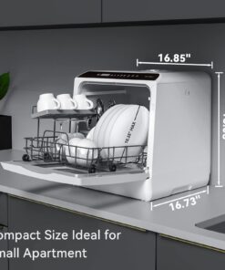 Alternative view of Hermitlux Countertop Dishwasher, 5 Washing Programs Portable Dishwasher With 5-Liter Built-in Water Tank For Glass Door