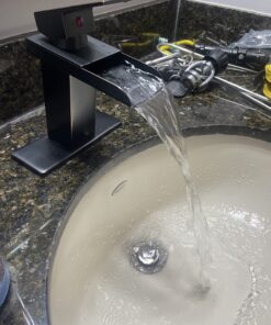 BWE Oil Rubbed Bronze Bathroom Faucet Modern Waterfall for Sink 1 Hole or 3 Hole Rustic Bath Vanity Faucets Single Handle Mixer Tap with Supply Lines 45 71LSCLbSW3L