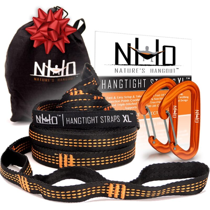 Catalog 6 Nature's Hangout XL Hammock Straps - 10 feet (20 ft, 32 Loops Total). Longest, Strongest & Most Versatile. Quick Easy Setup for All Hammocks. Lightweight & Tree Friendly. No Stretch Polyester Black