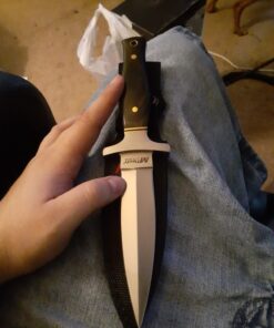 MTech USA – Fixed Blade Knife – Satin Finish Stainless Steel Blade, Brown Wood Handle with Stainless Steel Bolster, Includes Nylon Sheath - Hunting, Camping, Survival, Tactical – MT-20-03 45 71LSwWdwDmL