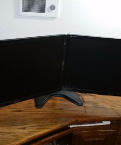 WALI Free Standing Dual LCD Monitor Fully Adjustable Desk Mount Fits 2 Screens up to 27 inch, 22 lbs. Weight Capacity per Arm, with Grommet Base (MF002), Black 38 71LVXIjlq0L