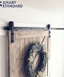 SMARTSTANDARD 8 Feet Heavy Duty Sturdy Sliding Barn Door Hardware Kit -Smoothly and Quietly -Easy to Install -Includes Step-by-Step Installation Instruction Fit 48" Wide Door Panel (J Shape Hanger) 31 71LW4vvg69L