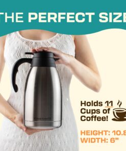 Thermal Coffee Carafe 68oz / 2L - 24 Hours Hot Beverage Dispenser, Insulated Stainless Steel Water Coffee Urn, Coffee Carafes For Keeping Hot Coffee Dispenser for Parties - Hot Chocolate Dispenser Silver 22 71LWhp3ExWL