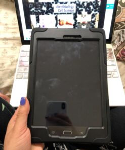 KIQ Galaxy Tab A 8.0 2015 T350 Case, Full-Body Shockproof Military Heavy Duty Case Cover Screen Protector Stand Samsung Galaxy Tab A 8.0 SM-T350 SM-T355 (2015) (Armor Black) Armor Black 47 71LXB8slizL