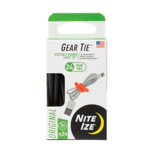 Nite Ize Original Gear Tie, Reusable Rubber Twist Tie, 3-Inch, Black, 24 Count Pro Pack, Made in the USA - GTPP3-01-R8 3" - 24 Pack