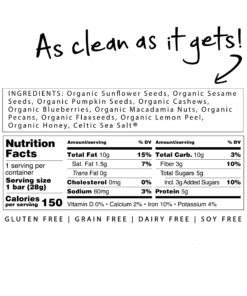 Raw Crunch Bar (Box of 12) - Variety Pack - Organic, Gluten Free, Grain Free, Dairy Free, Low Carb, Low Sugar, Paleo, Plant Based Protein,150 Calorie Real Food Bar 6 71LZ31JWTOL