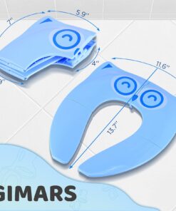 Gimars Upgrade Non-Slip Easily Removed Foldable Travel Potty Seat for Toddlers & Kids, Portable Toilet Seat Cover Fits All Shape Toilets, 6 Large Non-slip Silicone Pads, Free Carry Bag Blue 40 71La7R9q4FL
