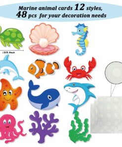 48 Pcs Fish Cut-Outs Paper Colorful Classroom Decoration Ocean Sea Animal Cutouts Accents Fish Accents Cutouts with Adhesive Point Dots for Bulletin Board School 5.9 x 5.9 Inch 9 71LdYigvLrL