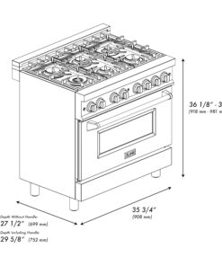 ZLINE 36" 4.6 cu. ft. Dual Fuel Range with Gas Stove and Electric Oven with Color Door Options (RA36) (Stainless Steel) 17 71LeZtS1nwL