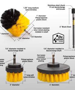 Holikme 4Pack Drill Brush Power Scrubber Cleaning Brush Extended Long Attachment Set All Purpose Scrub Brushes Kit for Grout, Floor, Tub, Shower, Tile, Bathroom and Kitchen Surface,Yellow Yellow 26 71LfXcxMDAL