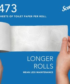 Scott® Professional 100% Recycled Fiber Standard Roll Toilet Paper (13217), with Elevated Design, 2-Ply, White, Individually wrapped rolls, 473 Count (Pack of 80), Total 37,840 Sheets 34 71LfYnV94fL