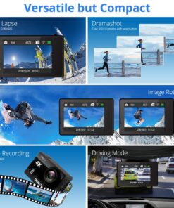 Dragon Touch 4K Action Camera 20MP Vision 3 Underwater Waterproof Camera 170° Wide Angle WiFi Sports Cam with Remote 2 Batteries and Mounting Accessories Kit 49 71LgSd34CZL