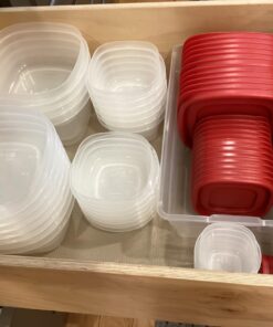 Rubbermaid 60-Piece Food Storage Containers with Lids, Salad Dressing and Condiment Containers, and Steam Vents, Microwave and Dishwasher Safe, Red 32 71LjYUp2B6L