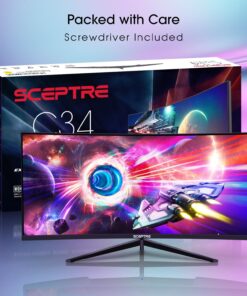 Sceptre 34-Inch Curved Ultrawide WQHD Monitor 3440 x 1440 R1500 up to 165Hz DisplayPort x2 99% sRGB 1ms Picture by Picture, Machine Black 2023 (C345B-QUT168) 34" Curved WQHD 165Hz 23 71LjdnalXLL