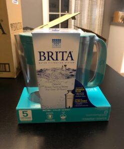 Brita Water Filter Pitcher for Tap and Drinking Water with 1 Standard Filter, Lasts 2 Months, 6-Cup Capacity, BPA Free, Turquoise 5 Cup Water Pitcher 25 71LmScnibpL