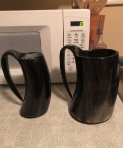 Trondebal Viking Drinking Horn Mug, 15-20 Oz Natural Ox Horn Cup & Cofee Stein | Cool Unique Gift for Men and Women, Home Decor Accessories | Shot Glasses for Beer, Ale, Whiskey, Mead 39 71LmjbSvOxL
