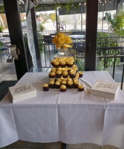 Vdomus 4 Tier Acrylic Cupcake Stand Pastry Stand with LED String Lights Dessert Tree Tower Cake Pyramid for Birthday Wedding Party Babyshower Christmas, Holds up to 50 Cupcakes (Warm) Gold 4 Tier Square 31 71LnmxJq6cL