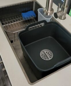 Joseph Joseph Wash & Drain Kitchen Dish Tub Wash Basin with Handles and Draining Plug, 9 liters, Grey Gray 41 71Lo6RiUaoL 1