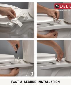 Delta Faucet Morgan Elongated Slow-Close White Toilet Seat with Non-Slip Seat Bumpers, White 811903-WH Slow Close 29 71LpKpIBeGS