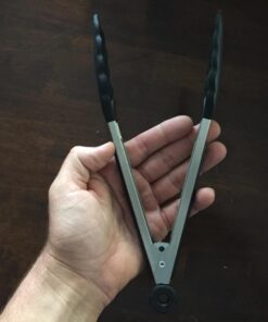 Vivree Kitchen Tongs Set - Salad & Grill Stainless Steel Serving Tongs with Silicone Tips - 9"&12" (Black) Black 53 71LqGFJG3cL