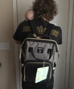 Hafmall Diaper Bag Backpack, Multifunctional Baby Diaper Bag with Stroller Hooks, Stylish Baby Bag for Mom Dad, Gray Black Black Gray 71 71LqXrpFM0L