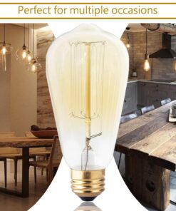DSYJ for Edison Light Bulbs, Vintage 60 Watt Incandescent Light Bulbs E26 Base Dimmable Decorative Antique Filament Light Bulbs 252 Lumens, Ray Amber Warm 1 Pcs 1 Count (Pack of 1) 27 71LqjdfxY1L