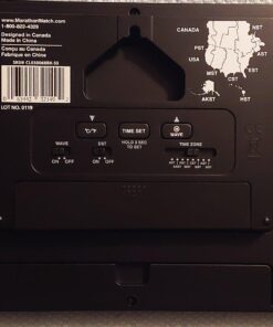 MARATHON Atomic Wall Clock with Stand, Black Frame/Black Stainless Steel Finish - Large, 9-Inch Display - AM/PM or 24-Hour Time Format, 8 Time Zones & Indoor Temperature - Two AA Batteries Included Black Brushed Steel + Square Edges 21 71LsJZedK3L