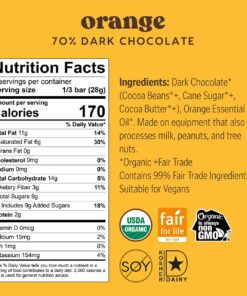 Theo Chocolate Organic Orange 70% Dark Chocolate Bar, 3 Ounce Bar, 12 Pack 3 Ounce (Pack of 12) 8 71Lt1g4HvL
