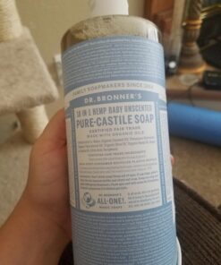 Dr. Bronner's - Pure-Castile Liquid Soap (Baby Unscented, 32 ounce) - Made with Organic Oils, 18-in-1 Uses: Face, Hair, Laundry and Dishes, For Sensitive Skin & Babies, No Added Fragrance, Vegan 32 Fl Oz (Pack of 1) 31 71Lt1kmziwL 1