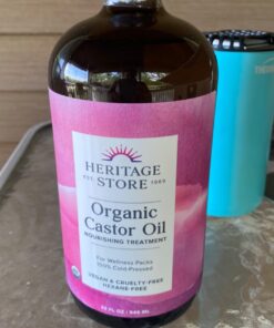 HERITAGE STORE Organic Castor Oil, Glass Bottle, Cold Pressed, Rich Hydration for Hair & Skin, Bold Lashes & Brows | 32oz 32 Fl Oz (Pack of 1) 37 71LtSW7rQ8L