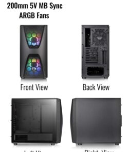 Alternative view of Thermaltake Commander C34 Motherboard Sync ARGB ATX Mid Tower Computer Chassis with 2 200mm ARGB 5V Motherboard Sync RGB Front Fans + 1 120mm Rear Black Fan Pre-Installed CA-1N5-00M1WN-00