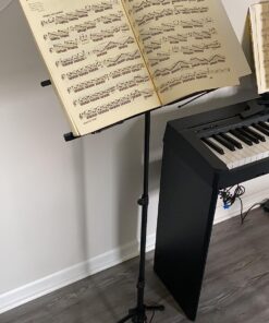 Music Stand, Kasonic 2 in 1 Dual-Use Folding Sheet Music Stand & Desktop Book Stand, Portable and Lightweight with Music Sheet Clip Holder & Carrying Bag Suitable for Instrumental Performance (Black) Black 67 71LuXtGdSeL