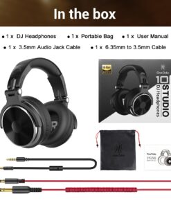 OneOdio Wired Over Ear Headphones Studio Monitor & Mixing DJ Stereo Headsets with 50mm Neodymium Drivers and 1/4 to 3.5mm Jack for AMP Computer Recording Podcast Keyboard Guitar Laptop - Black 31 71LvrkH7TL
